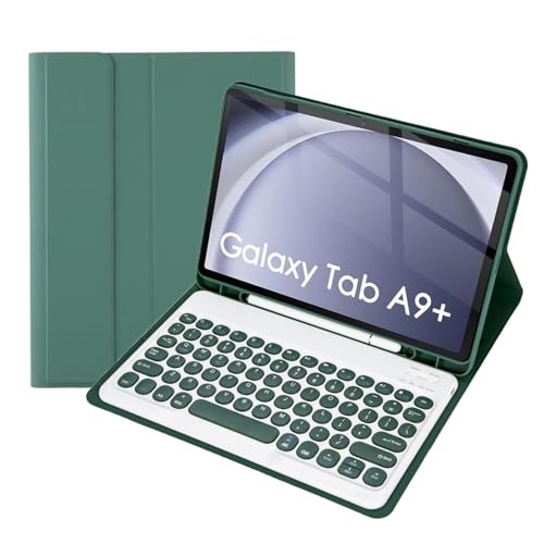 Aidashine Keyboard Case for Samsung Galaxy Tab A9+ 11 Inch 2023 (SM-X210/X216/X218), Magnetic Detachable, Multi-view, Deep Green