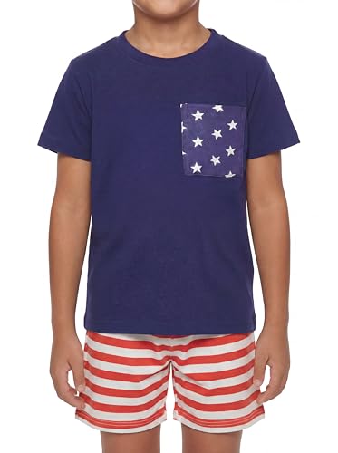Unique Baby Boys Patriotic 4th of July 2-Piece Summer Outfit (18 Months Blue)