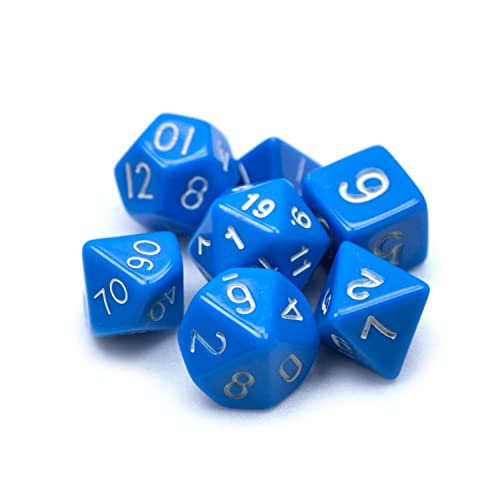 7 Die Polyhedral Dice Set - Solid Blue With Velvet Pouch By Wiz Dice #TOP1
