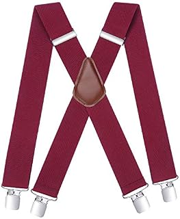 HISDERN Men's Braces with Very Strong 4 Clips 50 MM Wide Heavy Duty Suspenders X Style Adjustable Elastic Suspender