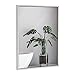 Clean Large Modern Antiqued Silver Frame Wall Mirror | Contemporary Premium Silver Backed Floating Glass Panel | Vanity, Bedroom, or Bathroom | Mirrored Rectangle Hangs Horizontal or Vertical