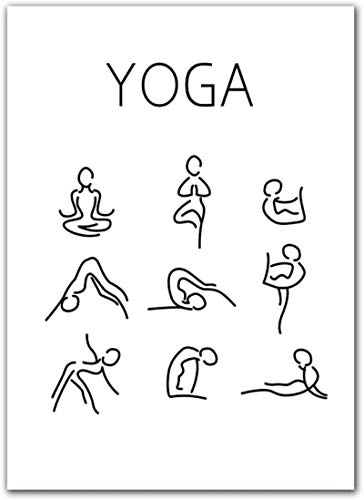 Pauorme Gravures d'art Graffiti Noir Blanc Abstrait Yoga Figure Minimaliste Toile Peinture Impression Photos Mur Art Affiche Chambre décor 40x60 cm sans Cadre Cover