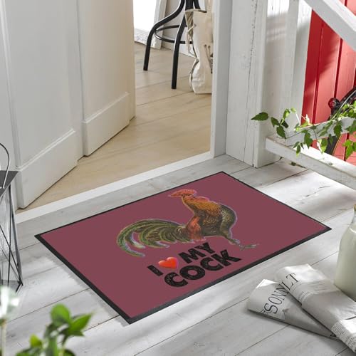 Paillasson coq humour rouge tapis d'entrée antidérapant 60x40 - 6