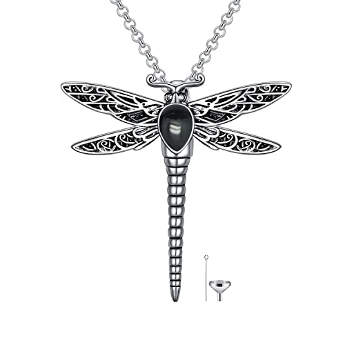 AOBOCO Dragonfly Urn Necklace for Ashes Sterling Silver Memorial Keepsake Cremation Jewelry Gifts with Filling Tool