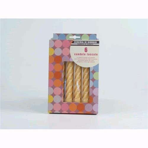 CERERIA DI GIORGIO Tortiglione Kerzen Lackiert – 6 Stück, Creme, 2.2 X 2.2 X 21 Cm, Italienische Qualität