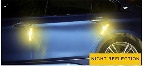 Image of ZYTC 4pcs 3D Super Yellow Reflective Stickers Black Real Carbon Fiber Strips Car Side Door Edge Bumper Anti-Scratch Protection Guards Trim Stickers Universal