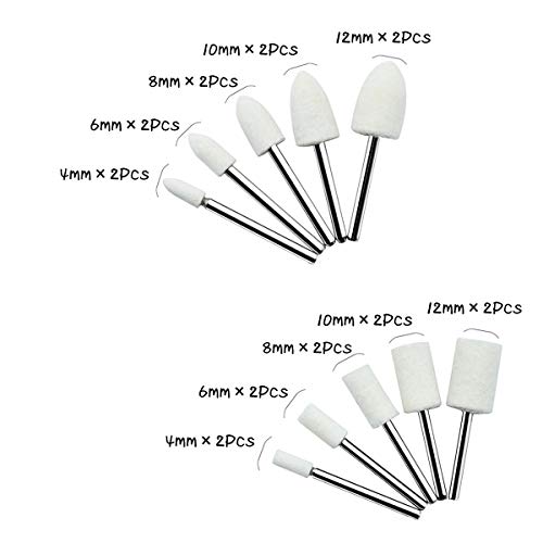 Dawa 3MM Pole 4-12mm Wool Felt Mounted Mandrel Grinding Grinder Head Polishing Buffing Bits Rotary Dremel Tool Accessories