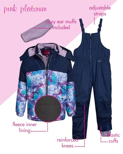 Image of Pink Platinum Girls Snowsuits - 2 Piece Waterproof Toddler Winter Jacket and Ski Pants - Winter Clothes for Girls (2T-16)