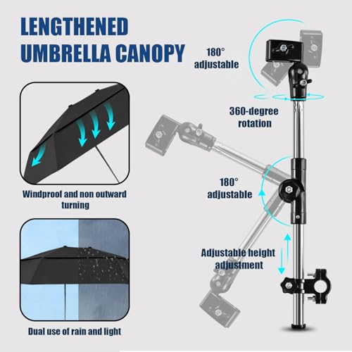 Miniatura 2 de Lawnrden Silla Paraguas Con Pinza, Upf 50 Clip En Parasol Para Patio, Sillas De Playa, Cochecitos, Sillas De Ruedas, Carritos De Golf
