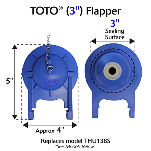 image for Korky 2022BP TOTO Toilet Repairs-Large 3-Inch Flapper-Easy to Install-