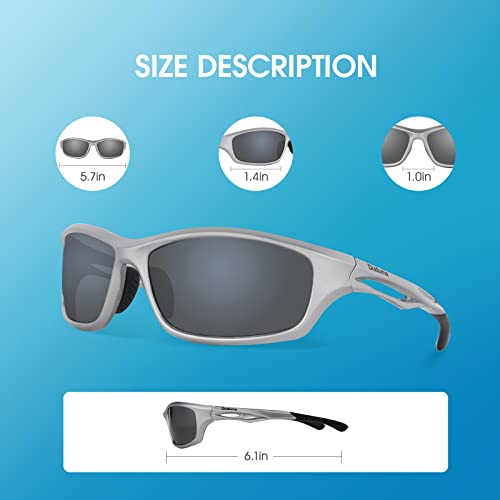 Duduma Polarized Sports Sunglasses For Men Women Running Cycling Fishing Golf Driving Shades Sun Glasses Tr90 (Silver/Black) #TOP3