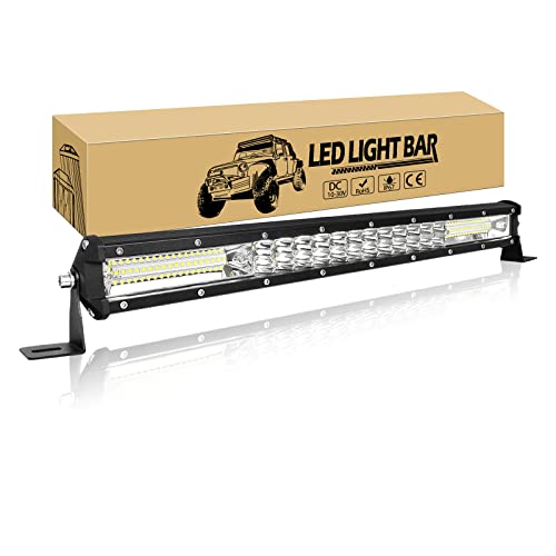 Willpower Barra Led 51cm 20 Pulgadas 216W Barra de Luz LED Slim Unica Fila 12V 24V IP67 Impermeable Largo Alcance Faro Led Trabajo Focos Led 6000k para 4x4 Tractor Coche Camion Barco Offroad