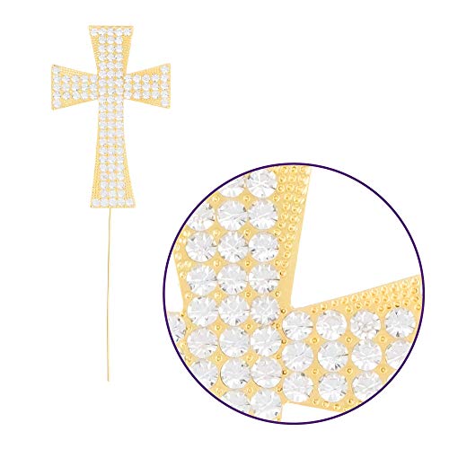 Ella Celebration Cross Cake Topper, Religious Wedding, Baptism, Christening, Dedication, First Communion, Christian Decoration (Gold) #TOP3