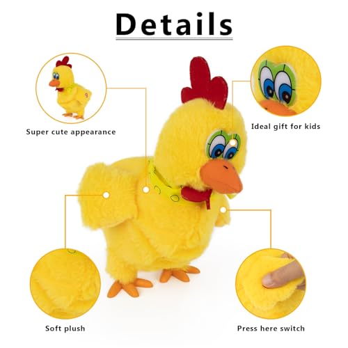 Image of Plush Electric Stuffed Laying Egg Chicken Toy Doll with Sound Music Easter for Boys Girls