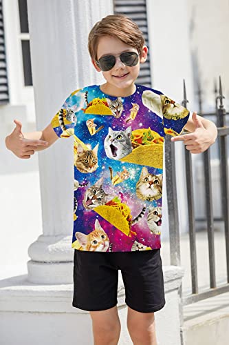 Raisevern Boys Taco Cat Shirts Size 10-12 Kids T-Shirt Novelty Graphic-Print 3D Tees Funny Tops Summer Short Sleeve Shirt Outfits Size 12-14 Years Old #TOP4