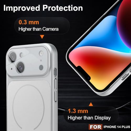 Image of SHINESTAR Premium Luxury Case Compatible with iPhone 14 Plus | Protective Back Cover with Camera Lens Safety | Wireless Charging Support | Slim Fit Durable Design | Enhanced Grip Protection Silver