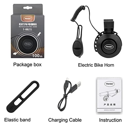 BSSOK Electric Bike Horn, 100-120DB Upgrade Adjustable Volume, Electronic Bicycle Bell Loud, 4 Sound Modes Rechargeable Waterproof Bike Bells for Adults.