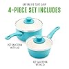 GreenLife Soft Grip 1QT and 2QT Saucepan Set, Healthy Ceramic Nonstick, Non Toxic PFAS & PFOA-Free, Dishwasher Safe, Glass Lids, Stay-Cool Handles, Easy Clean Cookware, Kitchen Essentials, Bright Blue #2