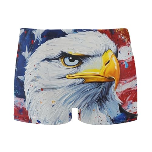 July 4th Bald Eagle American Flag Mens Swim Trunk Swimwear Swim Brief Square Leg Board Short S S0407044