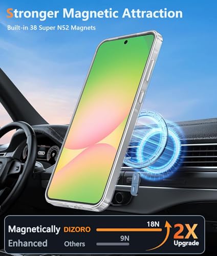 Image of DIZORO Magnetic for Samsung A17 5G Case Clear [Compatible with MagSafe][Anti-Yellowing][Built-in 4 Airbags][Military Grade Protection][Shockproof Slim] Samsung A17 Phone Back Cover (Clear)