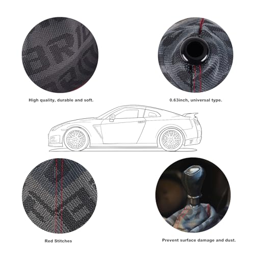 Universal Shift Boot Cover,Fabric Shifter Manual/Auto Shift Knob Boot Dust Cover (Gray)