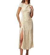 RIHOAS Boho Floral Midi Dress for Women - Round Neck Slit Design, Casual Beach Garden Vacation Su...