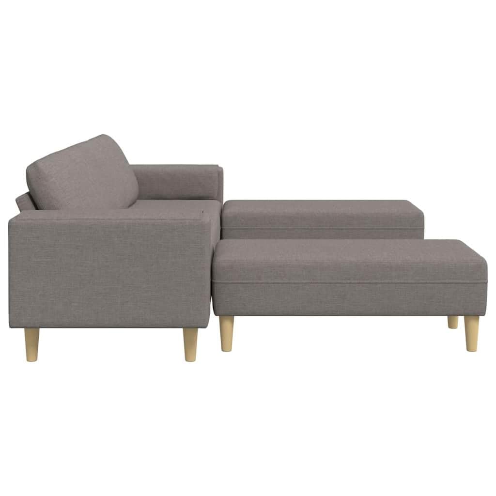 4-Sitzer Taupe Sofa Stoff Atmungsaktiv Modern 208 cm breit Konische Beine für Wohnzimmer Büro und Chill-Ecke