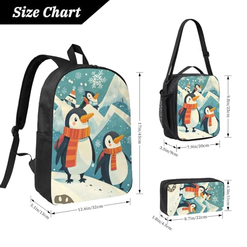 Cartoon Penguin Backpacks 3 Pcs Cute Lightweight Daypack with Fun Graphic Cartoon Print for Travel Work2