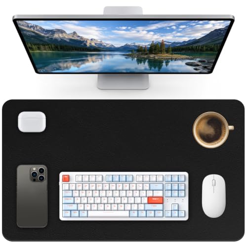 PU Leather Desk Pad Protector, 23.6" x 13.7", Black