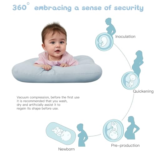 Image of Baby Lounger for Newborn, Bionic Design Baby Lounger, Soft Organic Cotton Breathable Lounger for Infants 0-24 Months (Grayinsh Blue)
