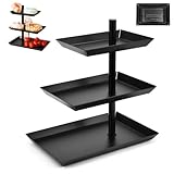 360°Drehbares Obstschale, Etagere 3 Etagen Obst, Verstellbarem Winkel Schwarz Drehbares Etagere, Obstständer aus Edelstahl, Schwenkbarer Kuchenständer, für Desserts, Kekse und Früchte