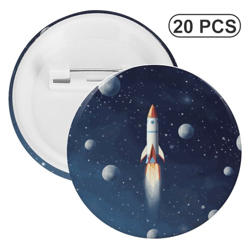 Broche ronde en fer blanc fusée espace enseignant infirmière cadeau fête - 3