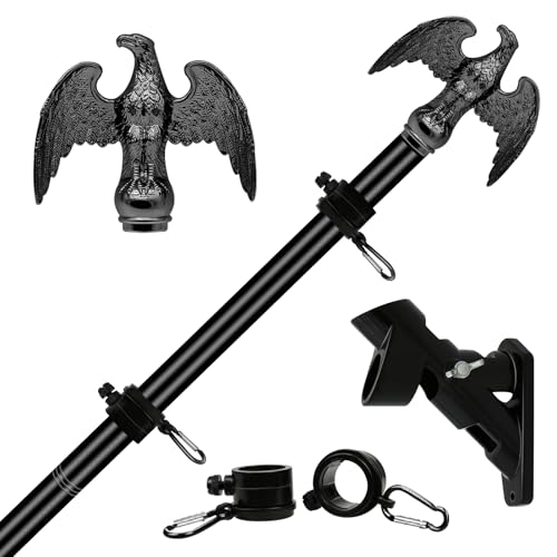NQ 6 FT Flag Pole for Outside House with Eagle Topper, Stainless Steel Flag Pole Kit with Flag Pole Holder, House Flag Poles for 3x5 Flags Outdoor(Black)