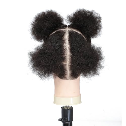Tcwuzick Ausbildung Kopf African American mit 100% Echthaar Schaufensterpuppe Kopf Kosmetologie Afro Haar Manikin Kopf für Praxis Styling Flechten...