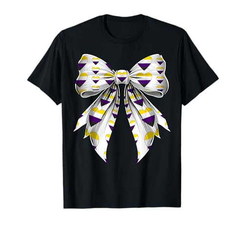 Coquette Bow, bandera del orgullo, no binario, corazón, LGBTQ, niña, madre Camiseta