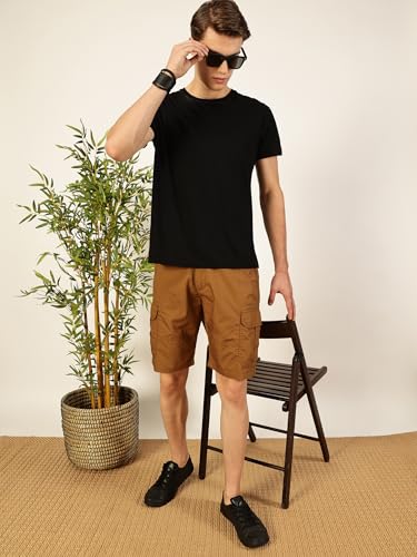 Image of Thomas Scott Men's | Regular Fit | 100% Cotton | Solid | Breathable Lightweight | 6-Pocket Cargo Shorts | Cricket Club Collection