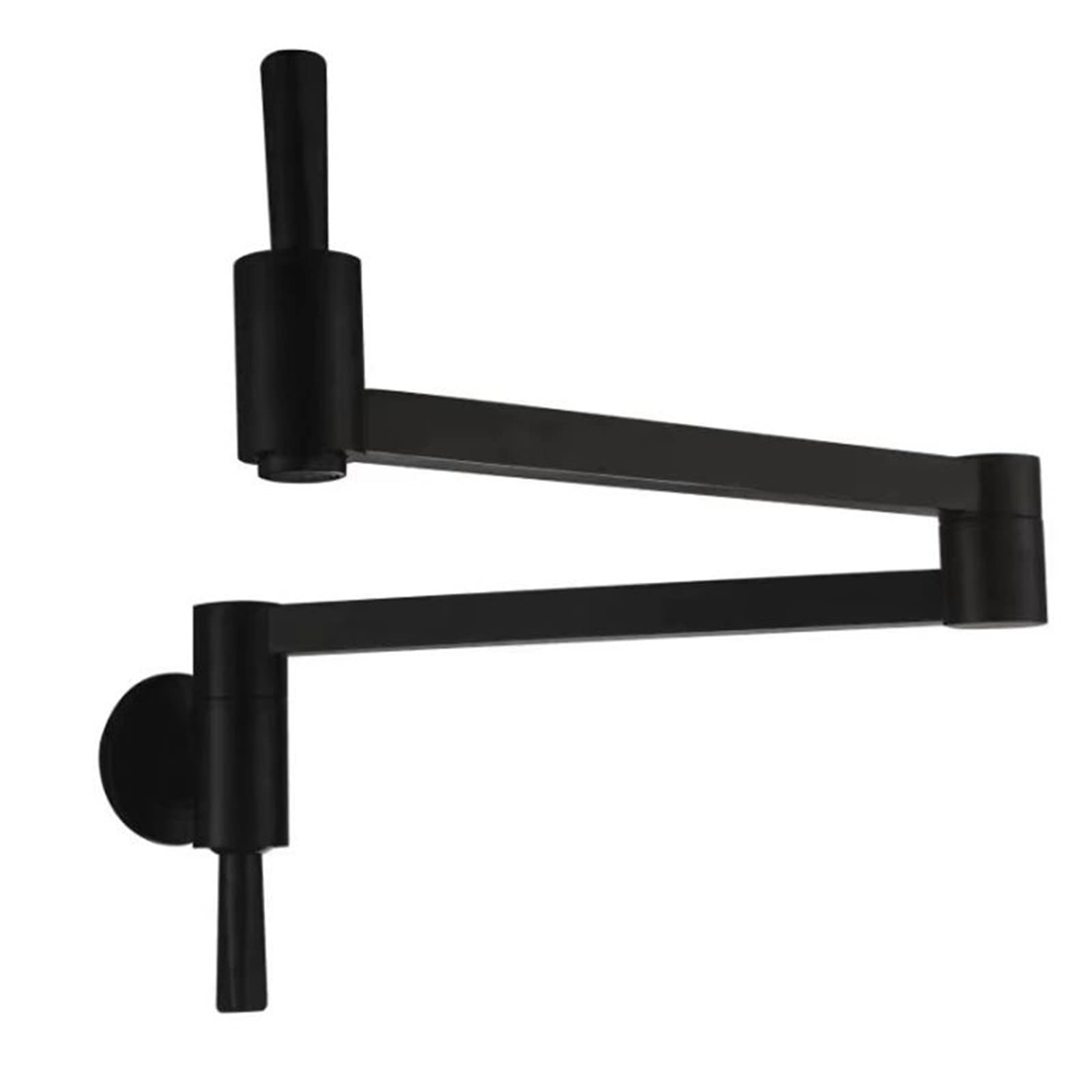ASerZenith Wall Mounted Kitchen Faucet, Brass Single Cold Folding Pot Filler Faucet, Double Switch Telescopic Kitchen Sink Faucet With Double Joint Swing Arms,Black