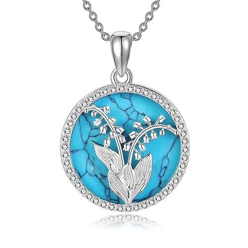 ONEFINITY Collar de lirio de los valles, plata de ley 925, colgante de flor de lirio para mujeres y niñas, Plata esterlina
