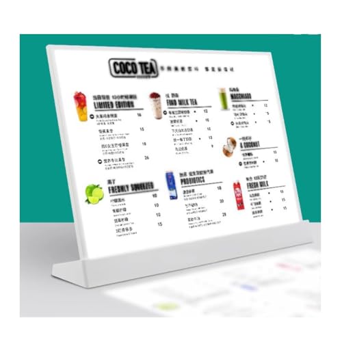 Cadre d'affichage de menu sur pied LED pour comptoir de restaurant et accueil café