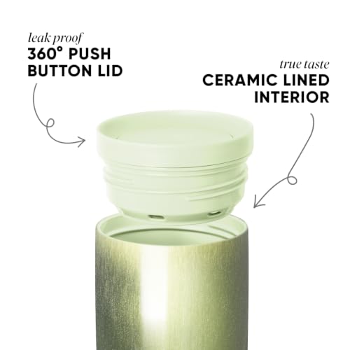 Image of Simple Modern Travel Coffee Mug Tumbler with 360 Lid | Ceramic-Lined Insulated Stainless Steel Cold Brew Iced Coffee Cup | Gift for Women Men Her Him | Voyager Signature | 16oz | Key Lime Cateye