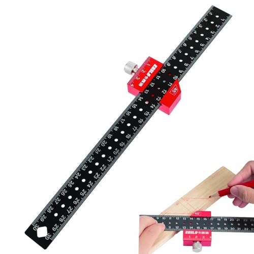 Streichmaß Kombinationswinkel Anschlaglineal Anreißlineal Edelstahl Streichmaß Metall mit Anschlag 30cm Winkel Holzbearbeitungswerkzeug für Holzbearbeitung