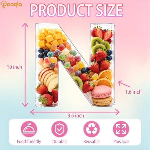Image of Pooqla 10 inch Acrylic Letter Charcuterie Tray Birthday Party Fillable Box N