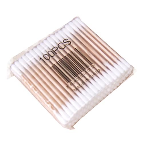 Beatifufu 100Pcs Double Tipped Cotton Swabs with Sturdy Wooden Sticks and Cotton Material for Safe Use for Makeup and Personal Care