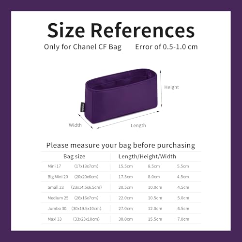 Dorrarium Silk Purse Organizer Insert Fits Chanel CF, Luxury Satin Bag Shaper with Divider, Silky Smooth Non-Slip Handbag Organizer for Designer Bags by Dorrarium - Used condition - Image 3