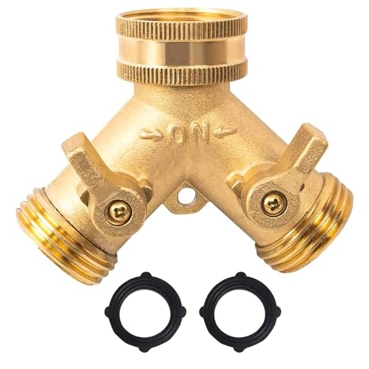 Xiny Tool Brass Garden Hose Splitter (2 Way), Solid Brass Hose Y Splitter 2 Valves with 2 Extra Rubber Washers
