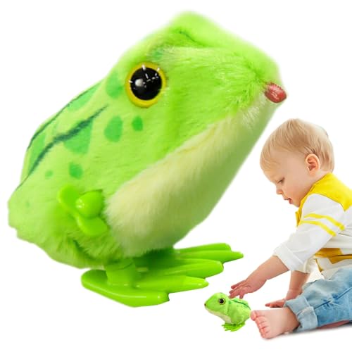 Wind-Up Toys for Kids, Funny Plush Frog Toy, Crawling Spring Clockwork Toy, Adorable Wind-Up Animal, Interactive Fun for Kids Ag