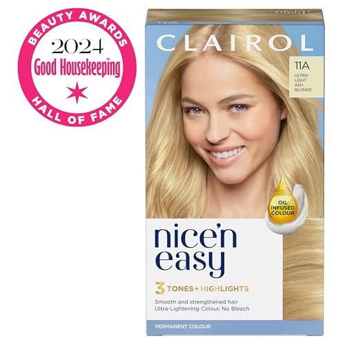 Clairol Nice'n Easy Crème, Natural Looking Oil Infused Permanent Hair Dye, 11A Ultra Light Ash Blonde