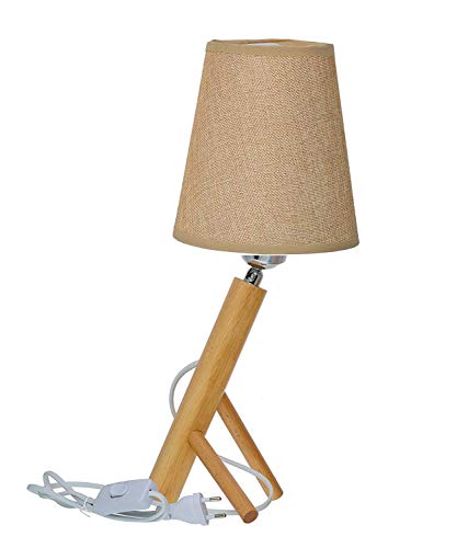Image of Table Lamp in Natural Wood Bedside Nightstand Lamp Home Decorative for Bedroom, Study, Office, Work, Kids Room, Ideal Gifts