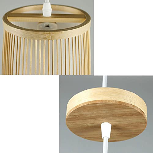 Lámparas colgantes E27 de bambú con pantalla cilindro 16cm 7