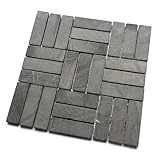 CNK Tile Grey Weave Stone Mosaic Tile - 12” x 12” Natural Gray Stone Tiles for Elegant Bathroom Kitchen & Wall Accents - Durable Textured Easy Install - Indoor & Outdoor Home Decor - Pack of 1